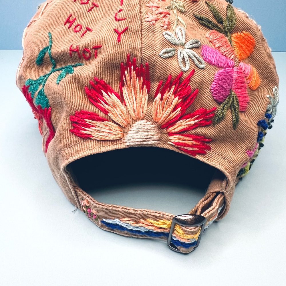 Unique Hand Embroidered Floral Baseball Hat